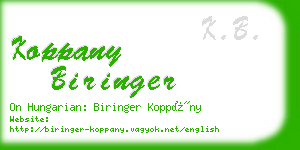 koppany biringer business card